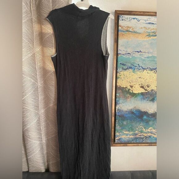 STANDARD JAMES PERSE Midi Dress Sz 4 L Dark Gray Cowl Neck Ruched Lined NEW - Picture 5 of 16